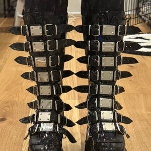 Demonia Black Multi-Buckle Combat Boots